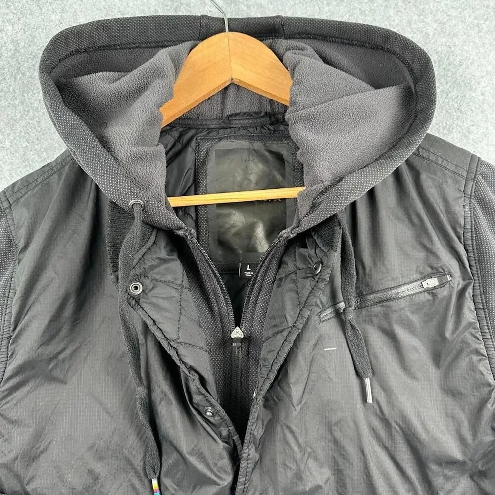 Hurley Coat Jacket Zip Up Hooded Black Men's‎ Large Varsity Button Warm Athletic